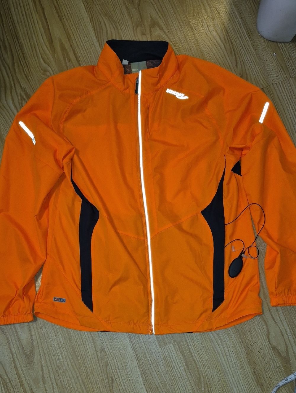 Mens Saucony Sonic Hdx Visipro High-Visibility Light Up Orange Jacket